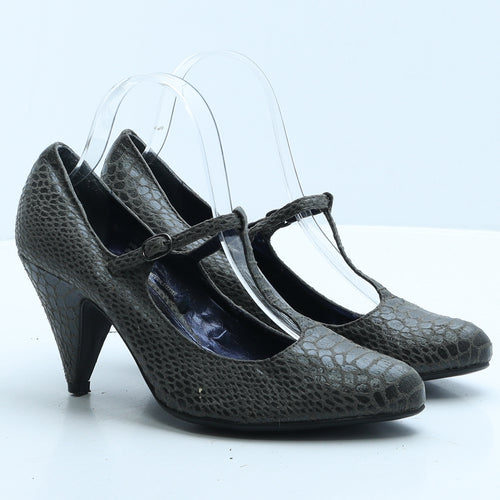 George Womens Grey Animal Print Leather Strappy Heel UK 5 38