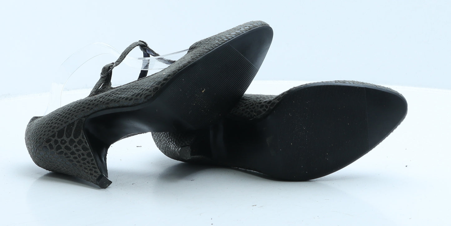 George Womens Grey Animal Print Leather Strappy Heel UK 5 38