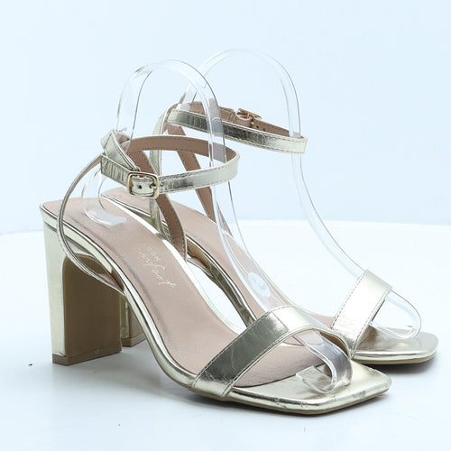 New Look Womens Gold Polyester Strappy Heel UK 5 38