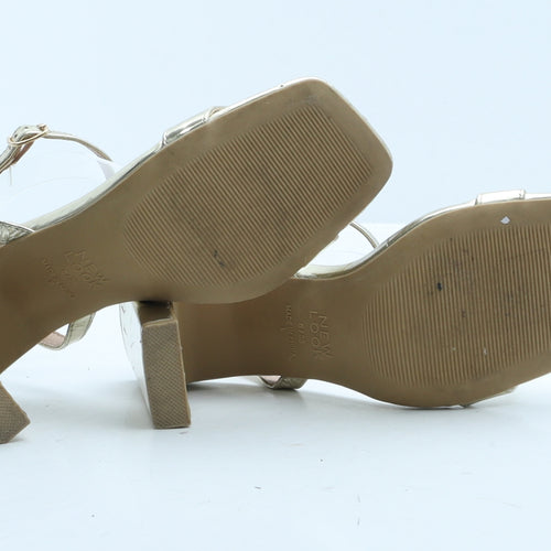 New Look Womens Gold Polyester Strappy Heel UK 5 38