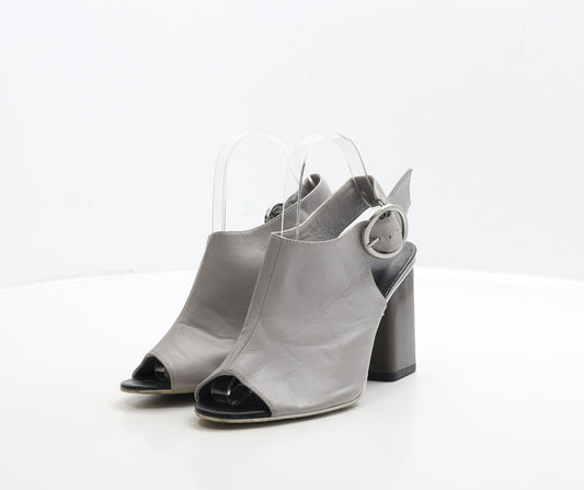 Marks and Spencer Womens Grey Leather Slingback Heel UK 5.5