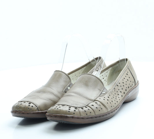 Rieker Womens Brown Geometric Leather Loafer Flat UK 8 41 - Estimated UK Size 8