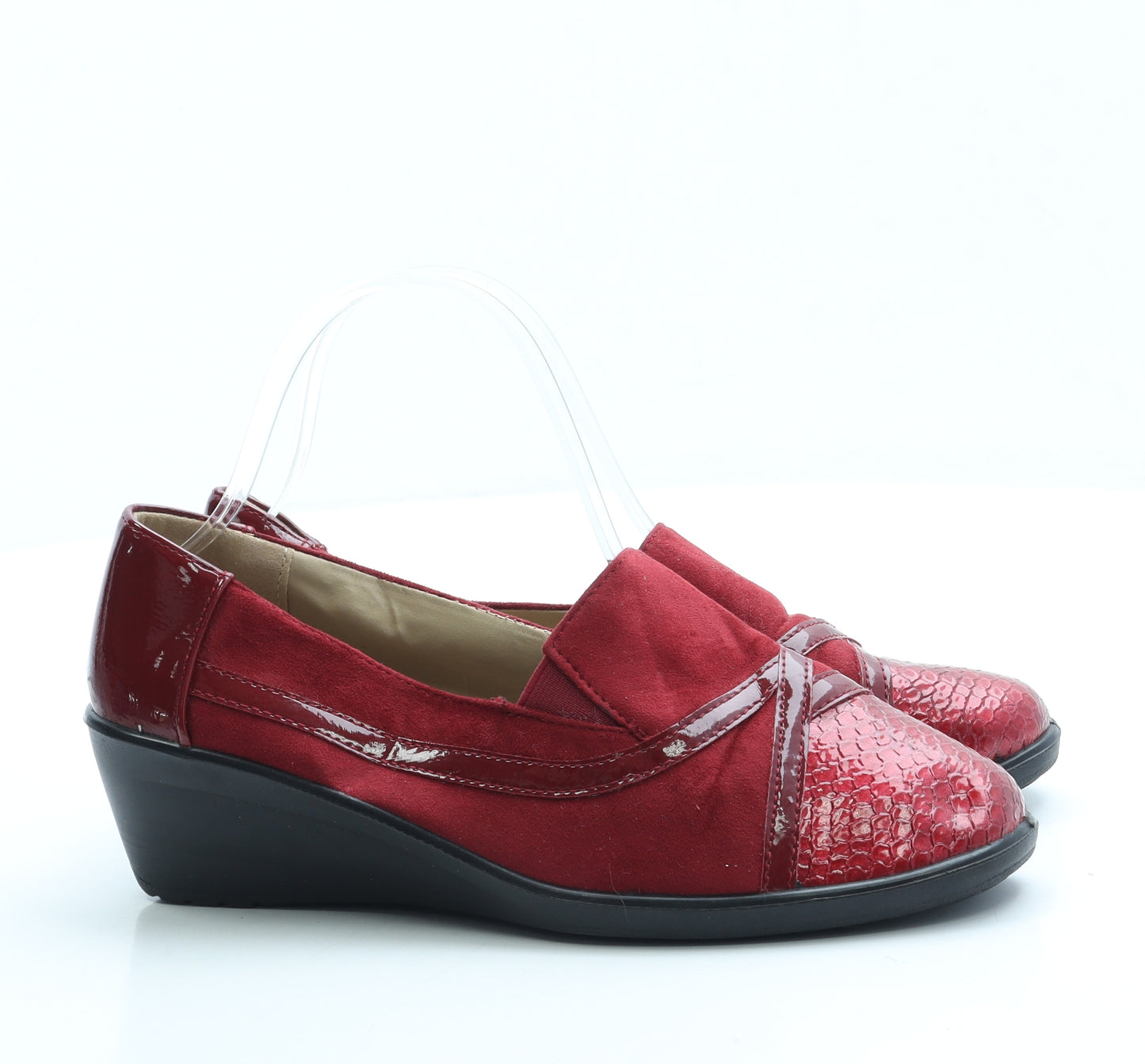 Moenia Womens Red Polyester Loafer Flat UK 5 38
