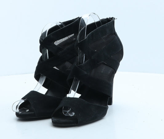 New Look Womens Black Suede Strappy Heel UK 6 39