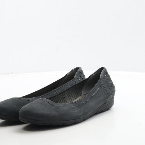 ara Womens Black Leather Ballet Flat UK 4.5