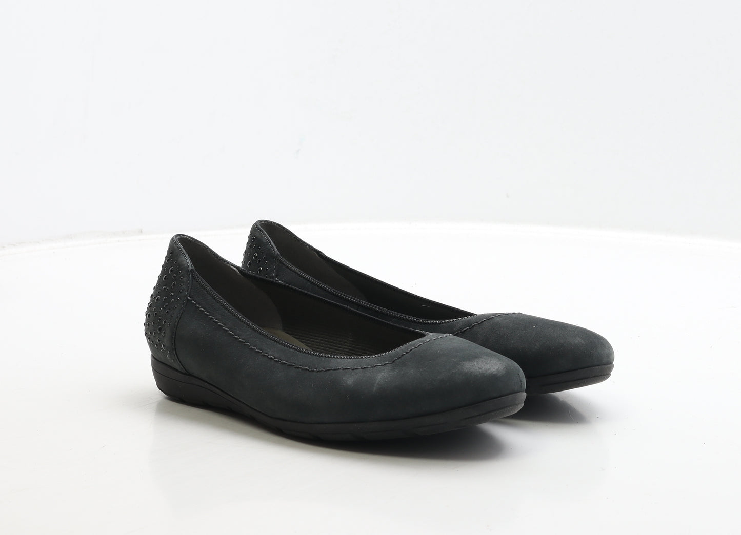 ara Womens Black Leather Ballet Flat UK 4.5