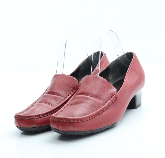 FootGlove Womens Red Leather Court Heel UK 5.5 - Loafer style
