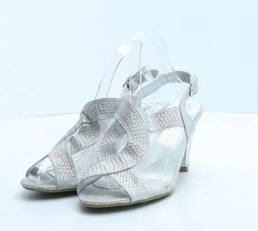 Ynez Womens Silver Polyester Slingback Heel UK 7 40