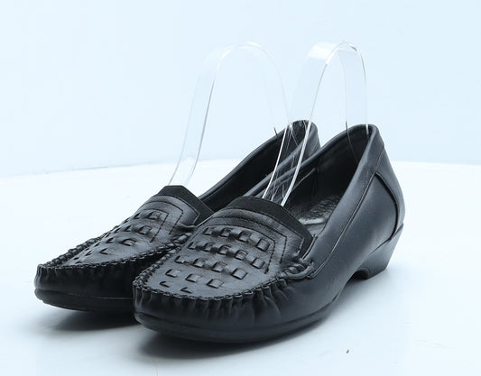 Boulevard Womens Black Geometric Leather Loafer Casual UK 5