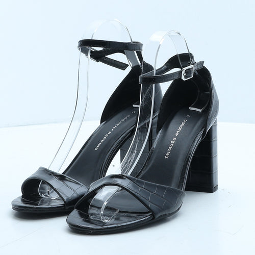Dorothy Perkins Womens Black Geometric Leather Strappy Heel UK 5