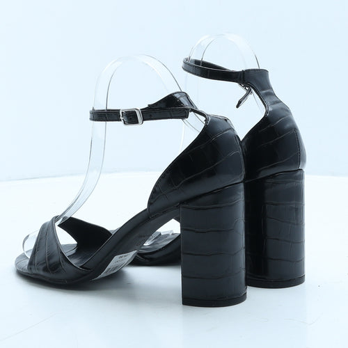 Dorothy Perkins Womens Black Geometric Leather Strappy Heel UK 5