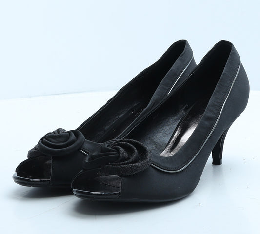 Lunar Elegance Womens Black Polyester Court Heel UK 7 40 - Flower