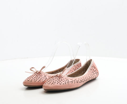 TU Womens Pink Geometric Leather Ballet Flat UK 5
