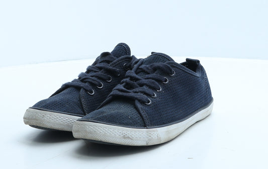 F&F Womens Blue Suede Trainer Casual UK 4 37