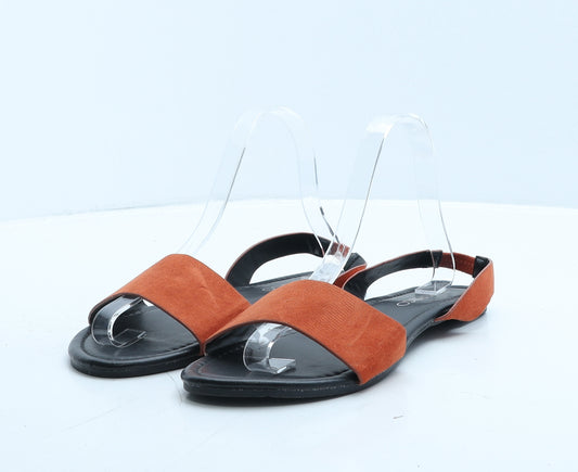 Pep&Co Womens Orange Leather Slingback Flat UK 6