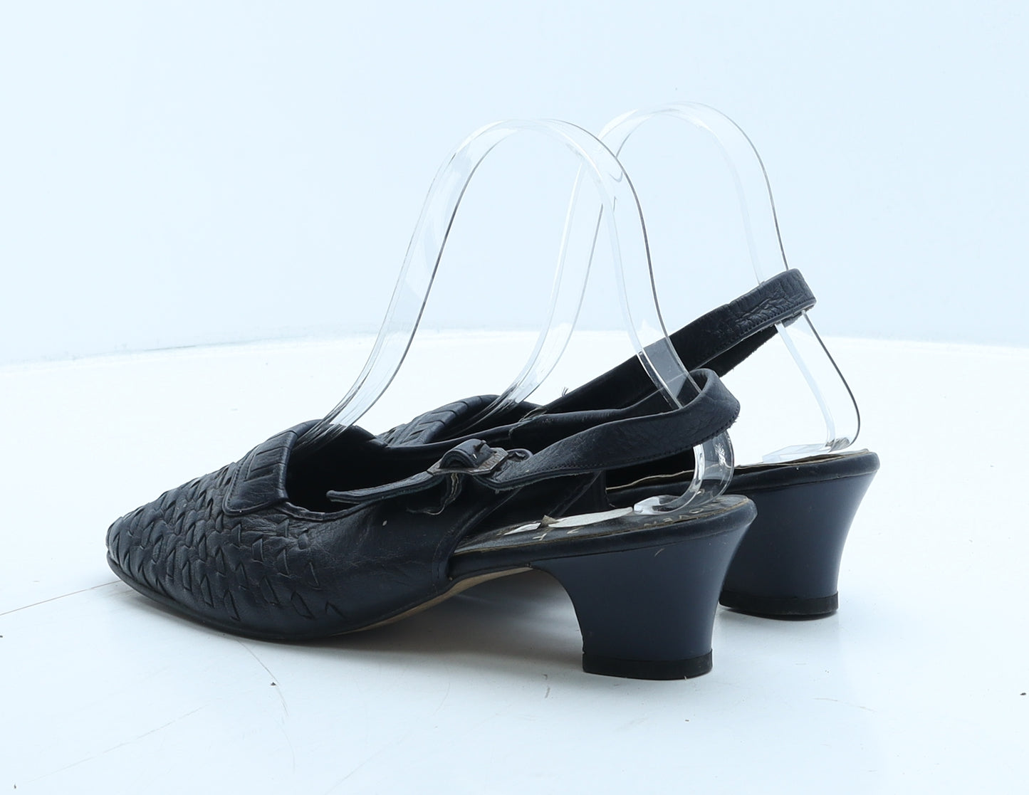 Wearra Womens Blue Geometric Leather Slingback Heel UK 5 - Hand Woven
