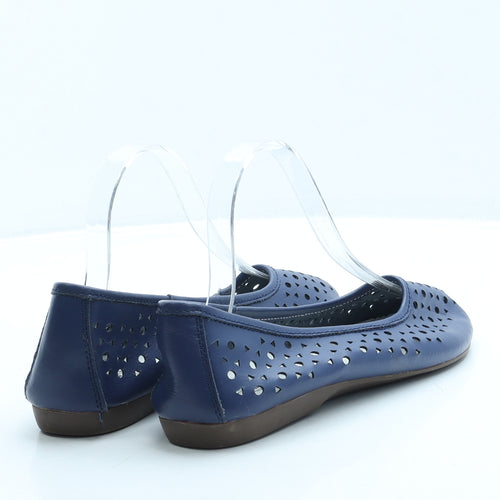 Down To Earth Womens Blue Geometric Leather Ballet Flat UK 5 38