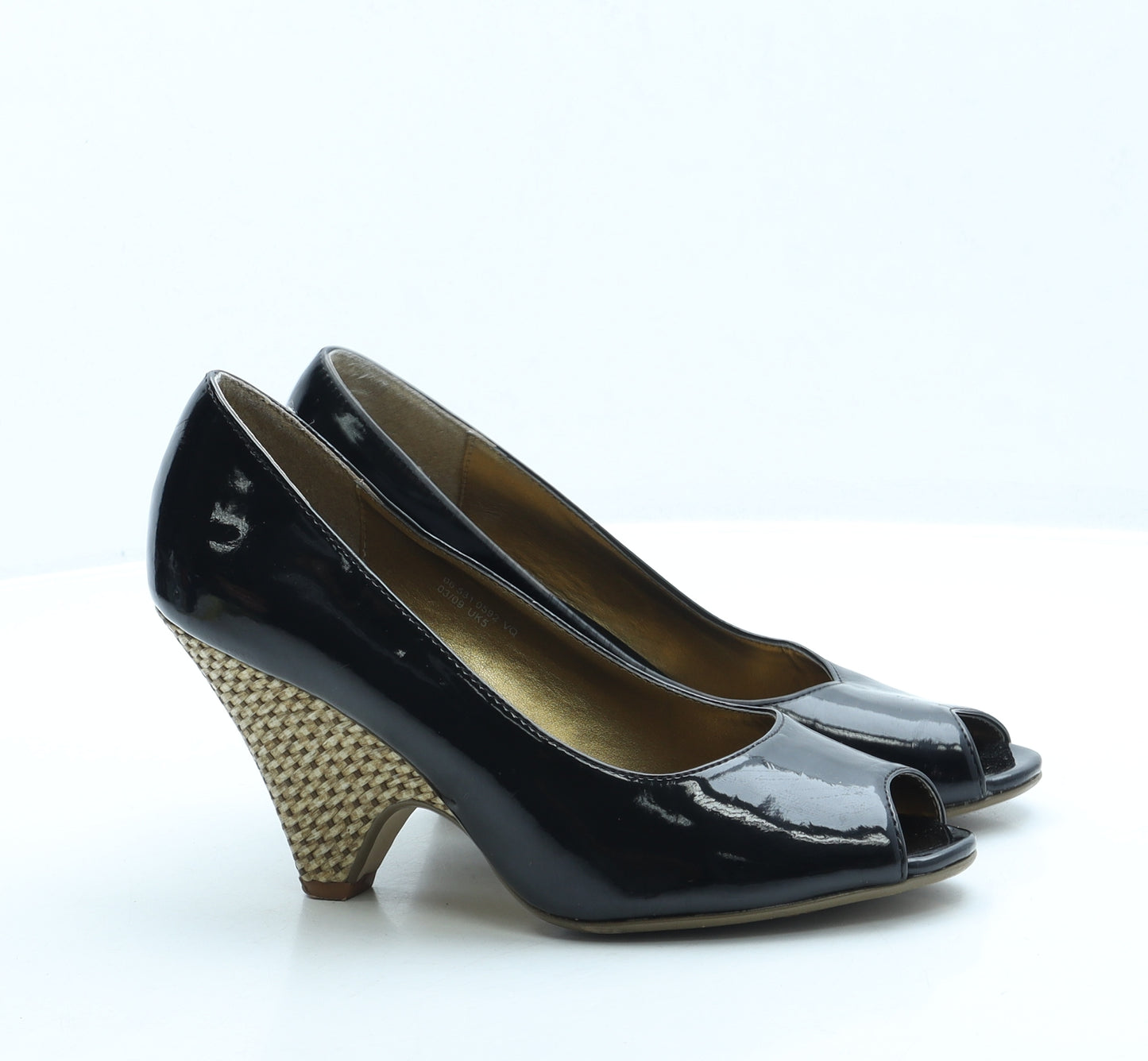 Dorothy Perkins Womens Black Patent Leather Court Heel UK 5
