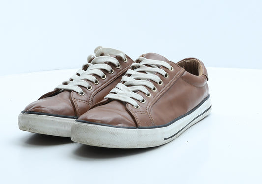 Simply Be Mens Brown Leather Trainer UK 7