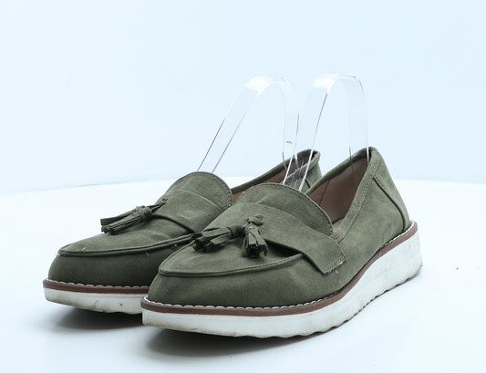 Primark Womens Green Leather Loafer Casual UK 8 41