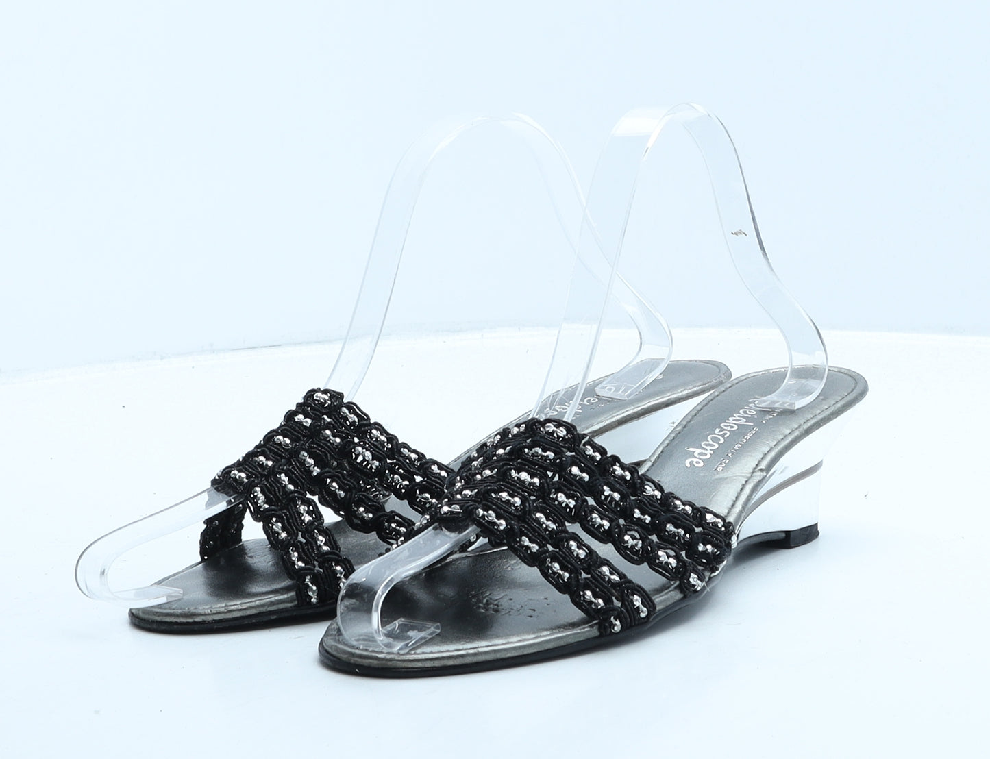 Kaleidoscope Womens Silver Geometric Synthetic Mule Heel UK 5