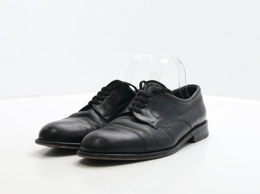 Meglam Mens Black Leather Oxford Dress UK 8.5