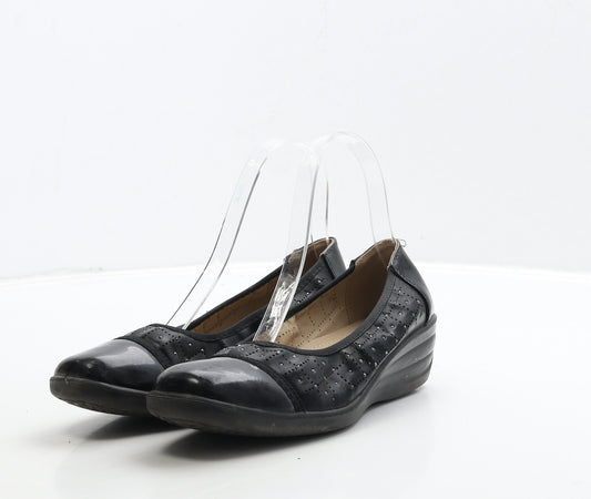 Shoe Tree Comfort Womens Black Leather Slip On Casual UK 4