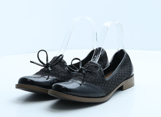 TU Womens Black Geometric Leather Loafer Casual UK 3