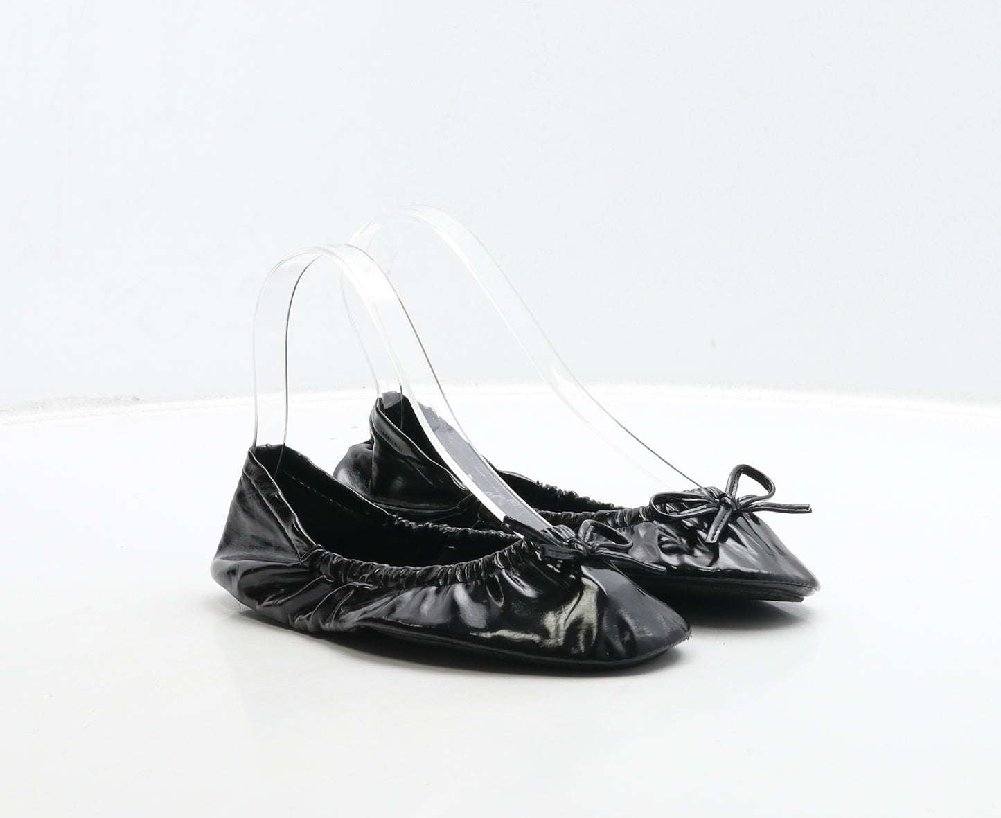 Dr. Scholl's Womens Black PVC Ballet Flat UK 3 - Scholl Party Feet. Fold Up Shoes