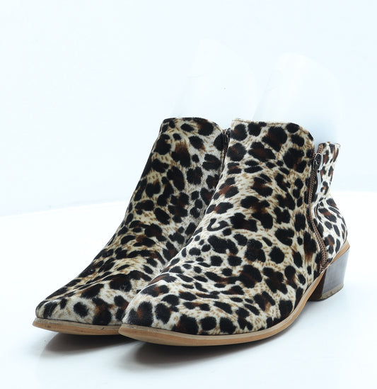Preworn Womens Brown Animal Print Suede Chelsea Boot UK 4 37 - Leopard Print