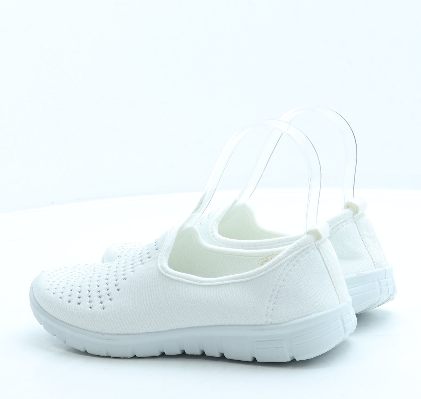 Active Walkers Womens White Polyester Slip On Flat UK 5 38