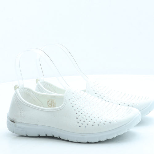 Active Walkers Womens White Polyester Slip On Flat UK 5 38
