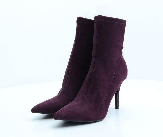 Primark Womens Purple Polyester Sock Boot UK 7 40 US 9
