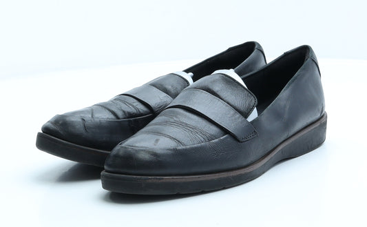Marks and Spencer Womens Black Leather Loafer Flat UK 5.5