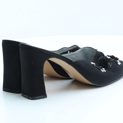 Kit Womens Black Floral Polyester Mule Heel UK 7