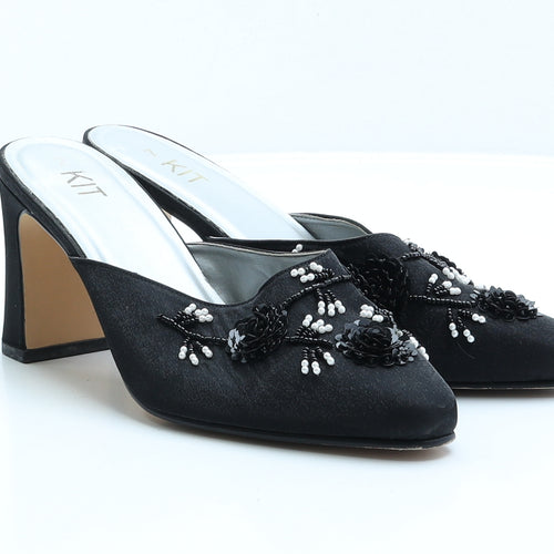 Kit Womens Black Floral Polyester Mule Heel UK 7