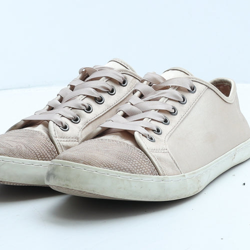 Marks and Spencer Womens Beige Colourblock Fabric Trainer Casual UK 6