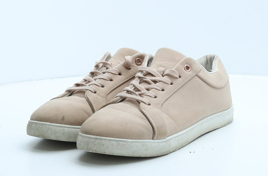New Look Womens Pink Leather Trainer Casual UK 8 41