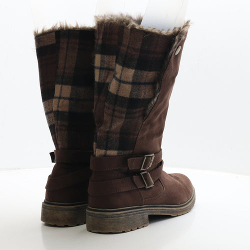 JustFab Womens Brown Leather Shearling Style Boot UK 7.5 40.5