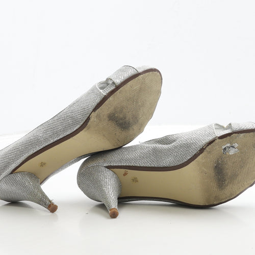 Opulence Womens Silver Polyester Court Heel UK 4.5 37.5
