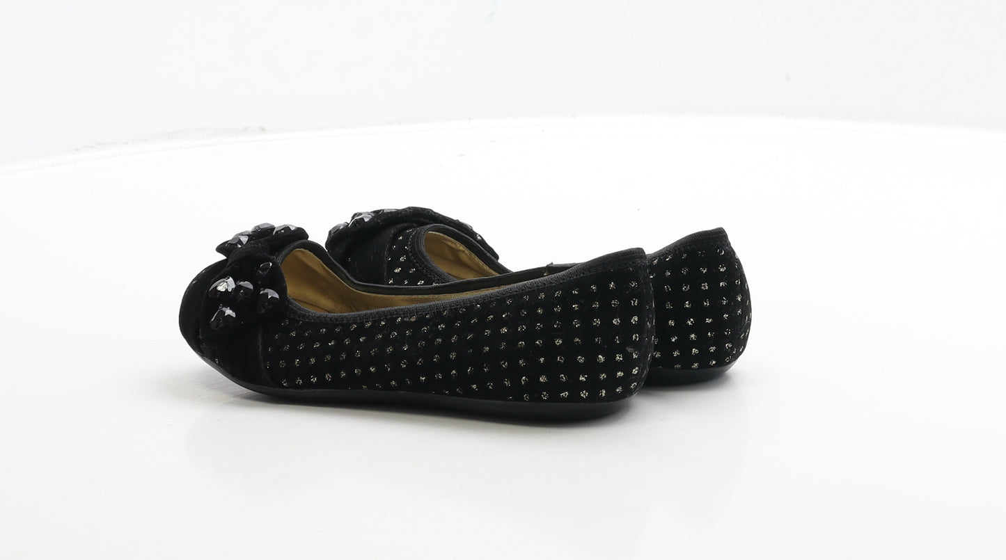 Juicy Couture Girls Black Spotted Suede Ballet Flat UK 11.5 30