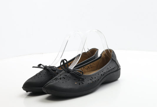 Classique Comfort Womens Black Geometric Leather Loafer Flat UK 6 39