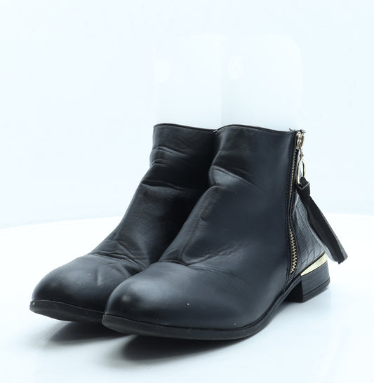 Preworn Womens Black Leather Chelsea Boot UK 8 41