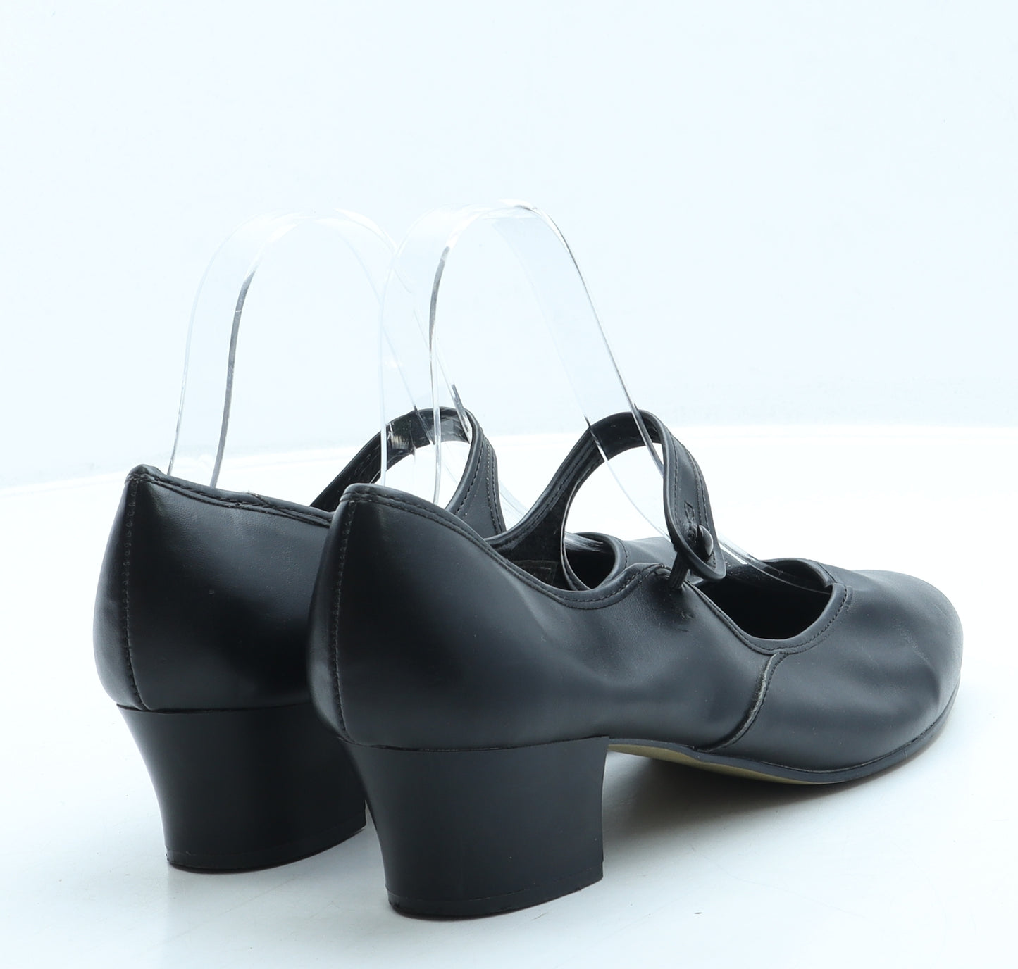 Preworn Womens Black Leather Court Heel UK 4 - Dance