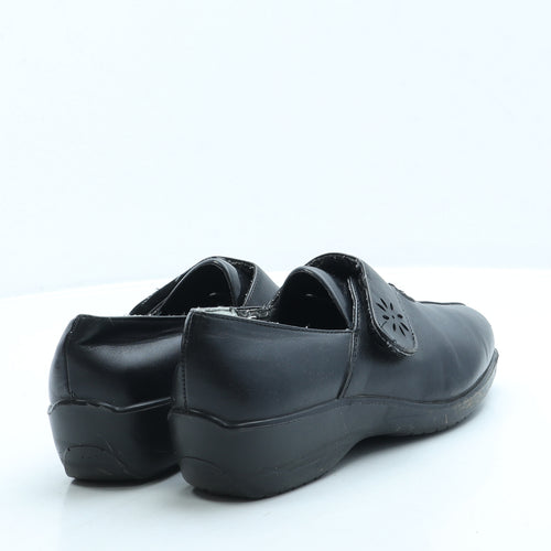 Comfort Plus Womens Black Leather Slip On Flat UK 4