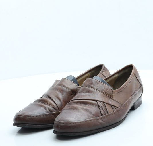 Preworn Mens Brown Leather Slip On Casual UK 8