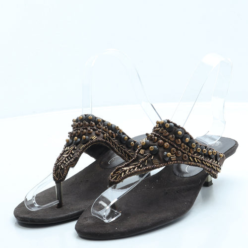 New Look Womens Brown Leather Thong Heel UK 3 36