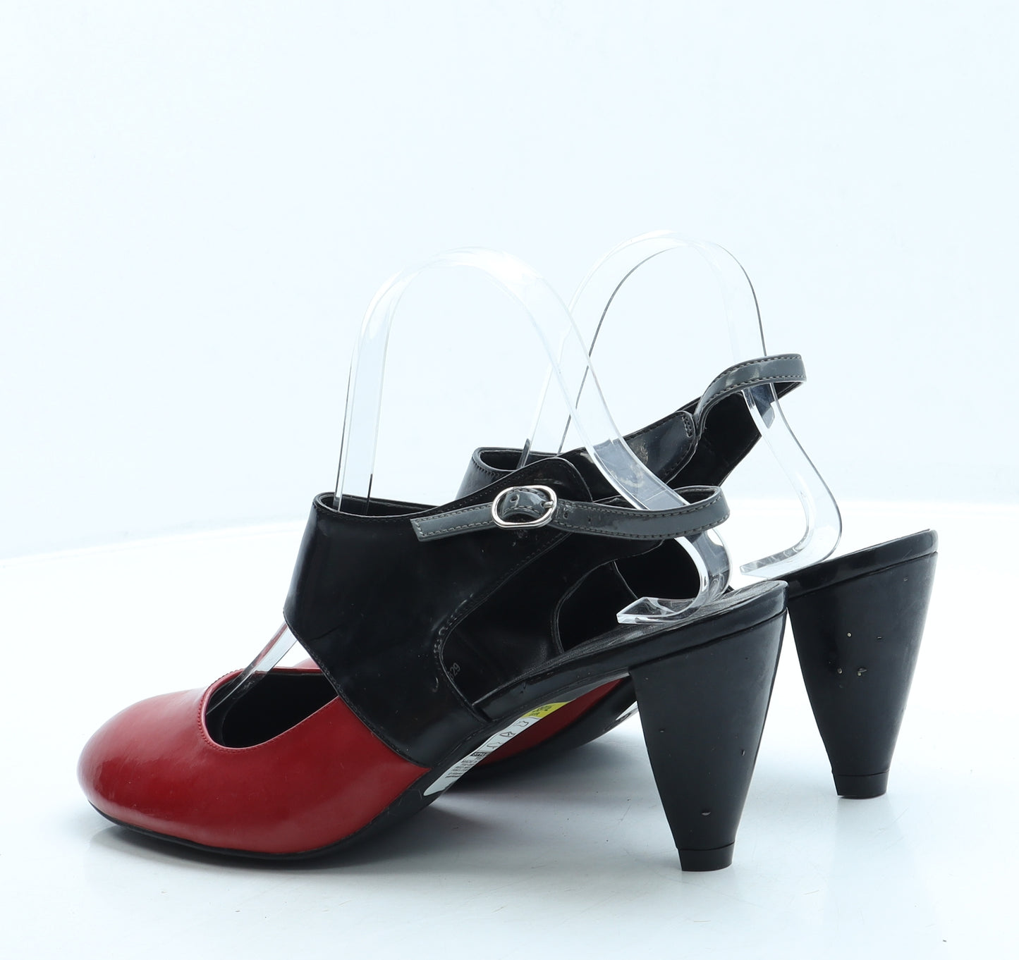 Marks and Spencer Womens Red Colourblock Leather Slingback Heel UK 6