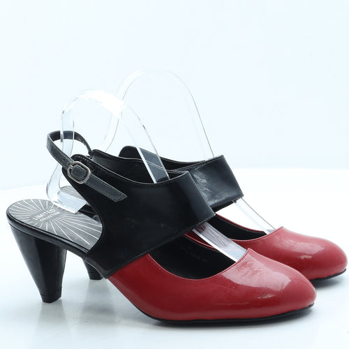 Marks and Spencer Womens Red Colourblock Leather Slingback Heel UK 6