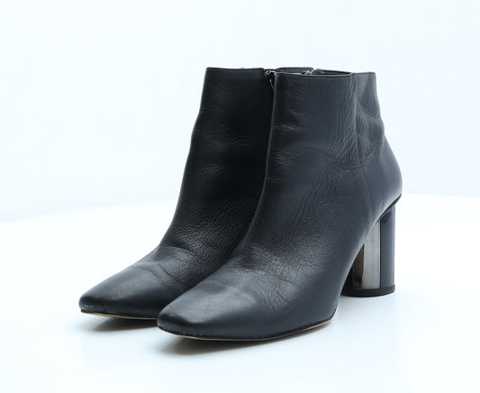 Zara Womens Black Leather Bootie Boot UK 5.5 39